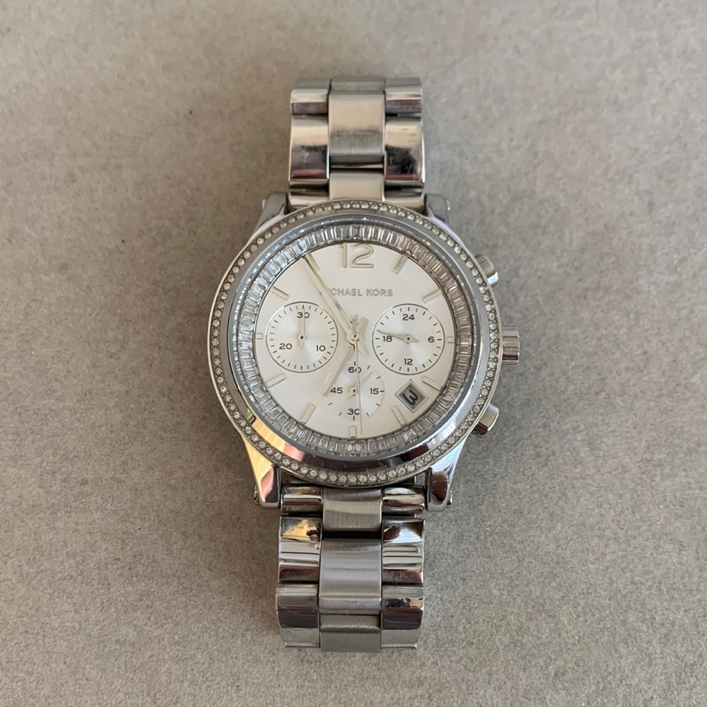 Michael Kors silver jeweled watch